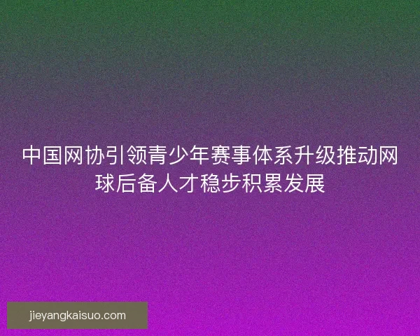 中国网协引领青少年赛事体系升级推动网球后备人才稳步积累发展